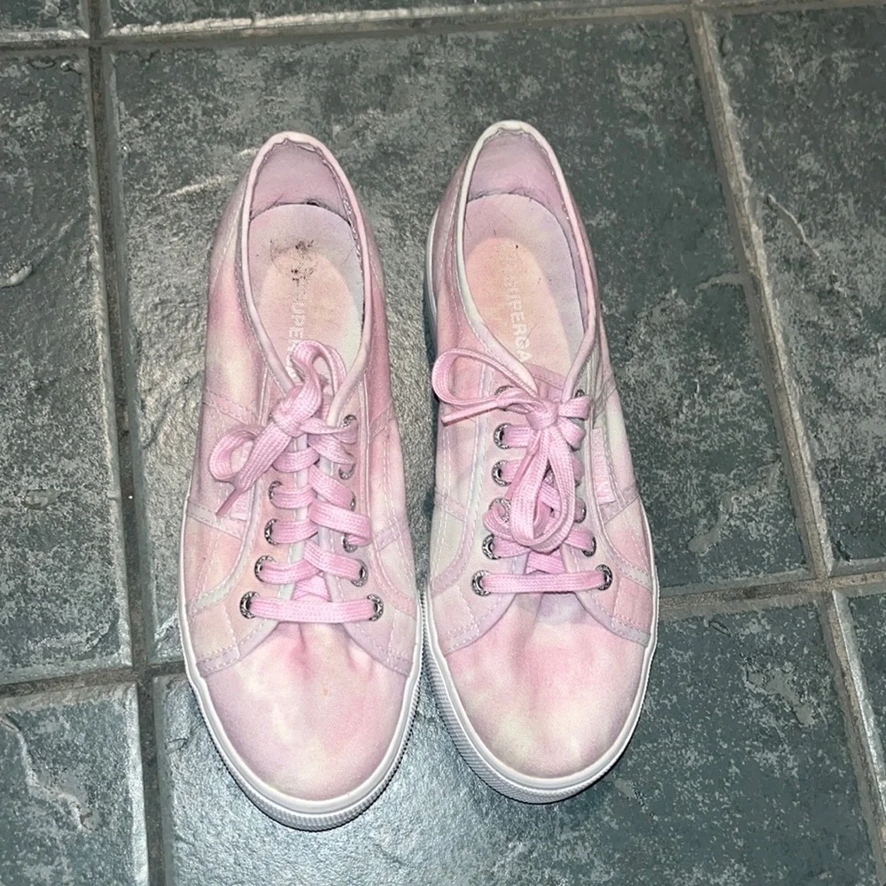 Superga New Pink Tie Dye Platform Canvas Sneakers Women’s Size 8.5 - Picture 2 of 9